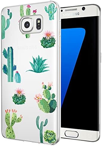 Clear Case Compatible with Galaxy S7 Edge, Samsung S7 Edge Case for Girls Women, Cute Soft TPU Shockproof Protective Phone Case Cover for Samsung Galaxy S7 Edge Cactus