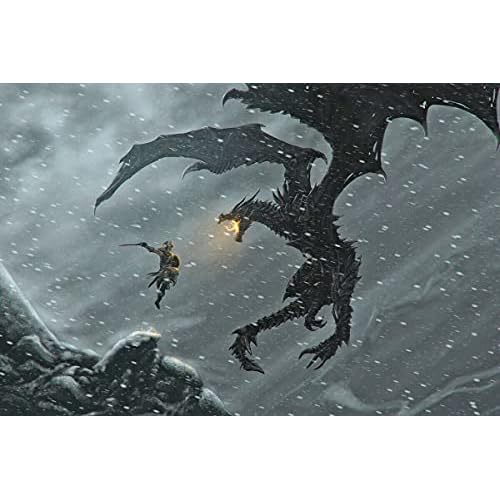 Skyrim Dragonborne Attack - CANVAS OR PRINT WALL ART