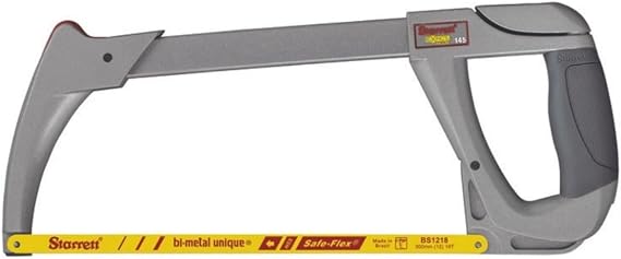 Starrett High Tension Hacksaw Frame, 4-3/8" Throat Depth, 12" Blade Length | Bi-Metal Unique High-Speed Steel Safe-Flex Hacksaw Blade, 28000 PSI Tension, K145