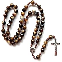 hejhncii Catholic Rosaries Necklace Crucifix Prayer Beads Pendant Necklace Prayer Religious For Cross Long Chain Handmade Jewelry Cross Pendant Necklace