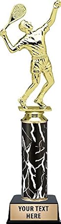 Crown Awards Tennis Serve Male Trophies, Personalized Black Lightning Tennis Serve Male Trophy, Custom Engraving Included Prime