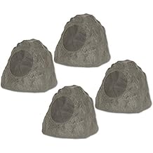 Theater Solutions 4R8SG Outdoor Slate Grey 8" Rock 4 Speaker Set for Deck Pool Spa Yard Garden