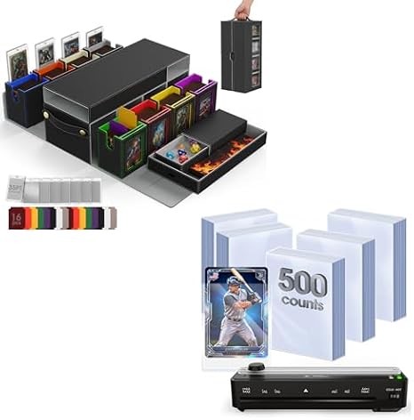 Cortile Commander Deck Box for MTG 10 IN 1 Card Deck Box Multicolor & 500ct Card Sleeves with Cards Protecting Machine