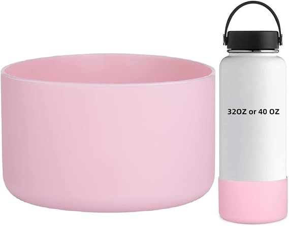Protective Silicone Boots for Hydro Flask 32 40 OZ Water Bottle, Bottom Protector Bumper Fits Owala Freesip Flip 40 Ounce Bottle Hydroflask, Soft Sleeve Cover Bottle Accessories, Light Pink