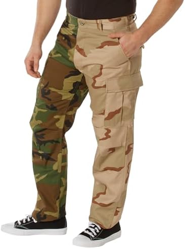 Rothco Two-Tone BDU Pants | Camouflage Funky Different Leg Color Pants Military Army Color Trousers