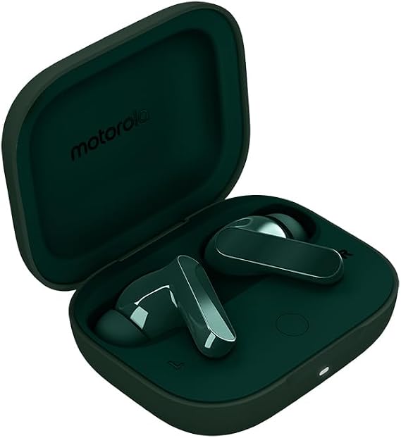 Motorola Moto Buds Bass XT2443-1 Dynamic ANC, Triple Microphone Array, Bluetooth 5.3, IP54 Water & Dust Resistant, Dolby Atmos Audio - (Posy Green)