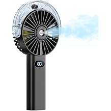Otlonpe Handheld Misting Fan Portable, 4000mAh Rechargeable Battery Powered, Small Personal Mister Fan with Water Spray Cooling, 4-Speed Wind, LED Display, Hand Held Mist Fans for Travel Outdoor Beach