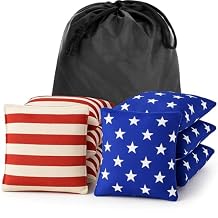 Cornhole Bags Set of 8, Bean Bags for Cornhole Game, Weather Resistant Corn Hole Bags, Waterproof Outdoor Backyard Party Games, Includes Durable Carry Case StarsStripes