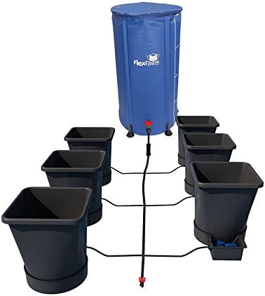 AutoPot 6 Pot XL System with 6.6 Gallon Pots and 25 Gallon FlexiTank - Self-Watering, Gravity-Fed Hydroponic System - Indoor, Blacl