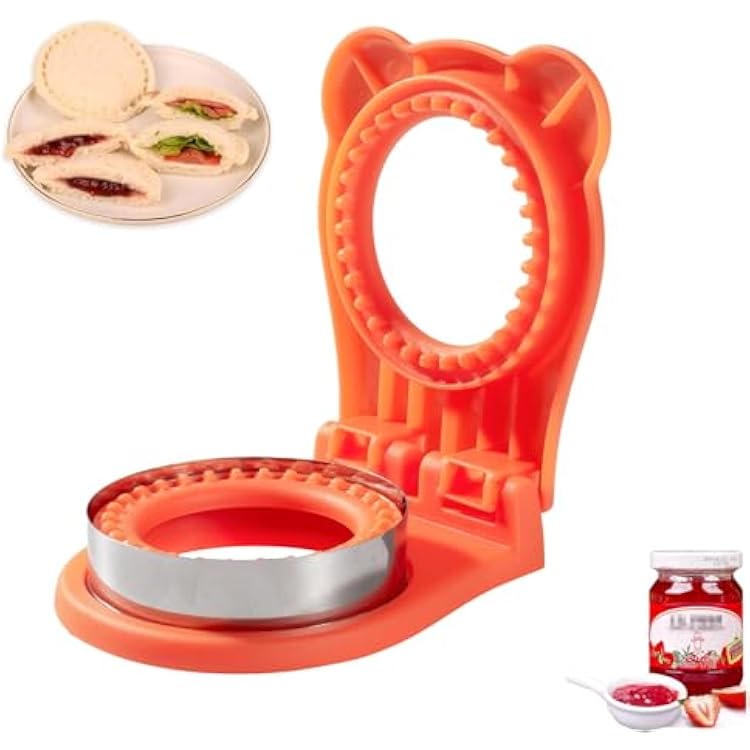 Uncrustable Sandwich Maker,Sandwiches Pocket Circle Shape 3.7Inch Sandwich Cutter and Sealer,Sandwich Cutter for Kids Breakfast and lunchboxes Orange