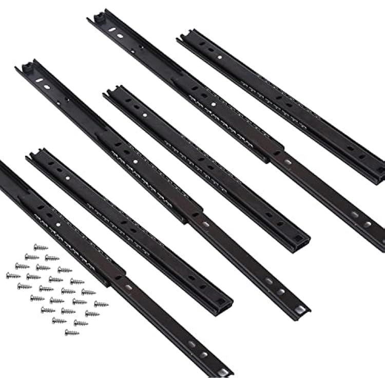 Drawer Slides Track slider Cabinet Drawers Slides Rails 8 Inch 20 Inch, Solid Ball Bearing Runners, Smooth QuietDetachableEasy To Install, 2-section Keyboard Tray Guides, Table Extension Slides Blac