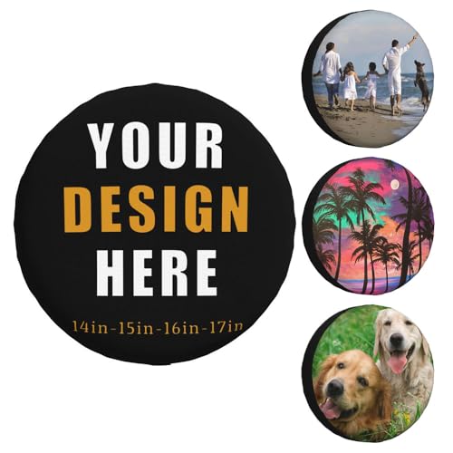 Custom Spare Tire Cover Personalized Wheel Tire Covers Add Your Own Photo Text Logo Waterproof Dust-Proof Universal Wheel Tire Protectors Fits Tire for Trailer RV SUV, 15 in