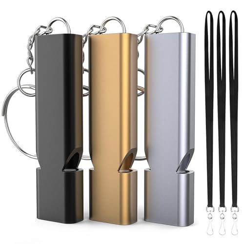 Emergency Whistles, 3-Pack Safety Survival Whistles with Lanyard Keychain, Emergency Survival Whistle Loud, Hiking Safety Whistle for Outdoor Hiking Camping Hunting Rescue Lifeguard
