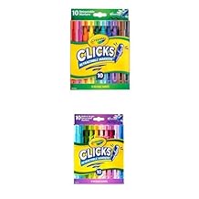 Crayola Clicks Retractable Markers Bundle - Kids School & Art Supplies Set with 10ct Regular & 10ct Bold Colors, No-Dry Washable Markers