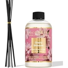 Cocorrina Reed Diffuser Refill Cherry Blossom 17oz (500ml) with 8 Sticks - Premium Long-Lasting Scented Oil, Home Fragrance for Bedroom, Bathroom Home Decor