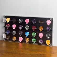Guitar Pick Display Case, Acrylic Guitar Pick Holder with 28 Slots, Guitar Picks Display Frame for Picks Storage Organizer