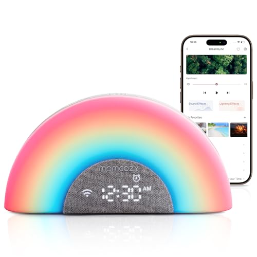 Momcozy Baby Sound Machine & Night LightWhite Noise Machine with App Control, Sunrise Alarm, 34 Soothing SoundsSleep Trainer for Newborns & Toddlers, Travel Nursery Essential