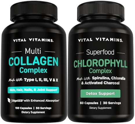 Vital Vitamins Multi Collagen Capsules + Chlorophyll Complex Capsules