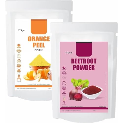 YB B.e.e.t.r.o.o.t  Orange Peel Powder Combo, Skin Glow, De-Tan Face Pack & Hair Care, 100% Natural 150gm  175gm, 2 Pouches