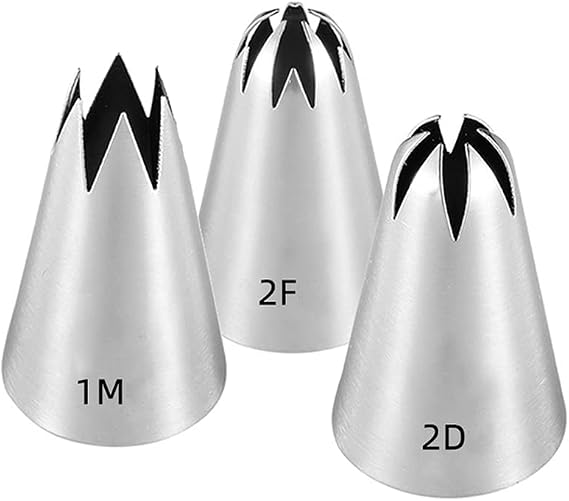 1M 2D 2F Piping Tips Set, Large Icing Tips for Cake Rosettes & Flowers