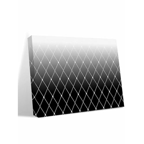Geometric Black Wall Art for Living Room, Hanging Framed Canvas Print Painting, Modern Diamond Check Minimalist Grid Picture Wall Decor for Bathroom Bedroom Office Dining Room 28x40
