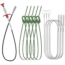35.5 Drain Clog Remover Tool (1pc), 30 Inch Sink Snake Drain Tool (5 pcs) & 59 Inch Tube Drain Brush (3 pcs), Effective Hair Drain Clog Remover for Toilet, Kitchen Sink, Bathroom, Shower, Sewer
