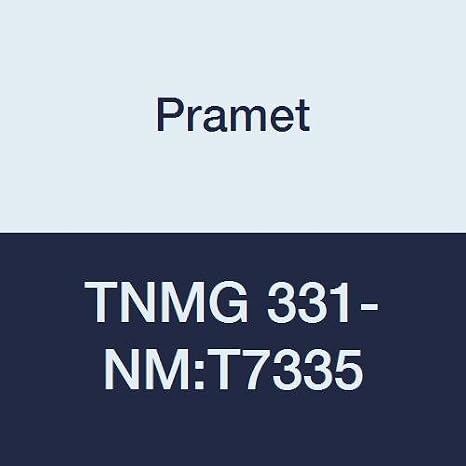 TNMG 331-NM:T7335 Carbide Indexable Turning Insert, Stainless and Alloys (M30,S20), Negative, 3/8" I.C, 3/16" Thick, 0.016" Radius, CVD, DOC=.020"-.315", 60 Degree Triangle, Black (Pack of 10)
