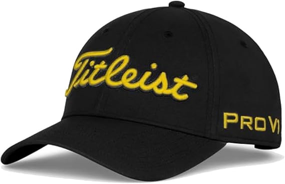 Titleist Tour Performance 2025 Hat (Black/Yellow, Adjustable) Golf Cap
