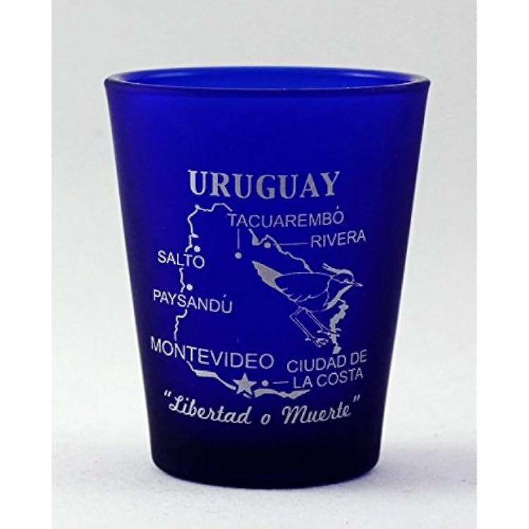 World By Shotglass Uruguay Cobalt Blue Frosted Shot Glass