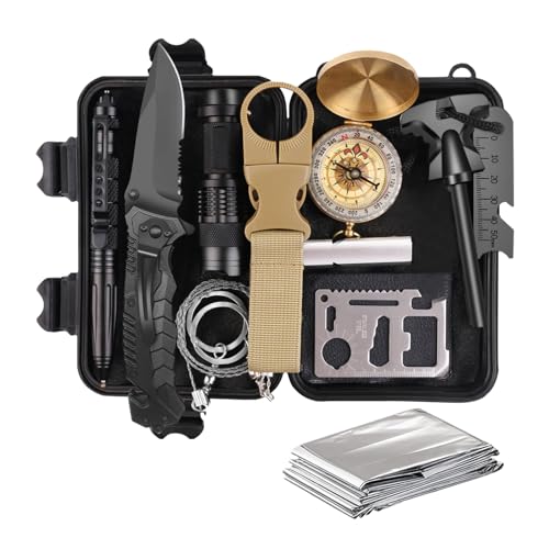 Gifts for Men Dad Husband Him Fathers Day, Survival Kit, Emergency Survival Gear and Equipment 14 in 1, Anniversary Birthday Gifts for Him Boyfriend, Hunting Fishing Camping Accessories, Cool Gadget