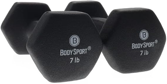 Body Sport Neoprene Dumbbell Weight - Latex-Free, Strength Training Equipment for Home Fitness & Gym Workouts