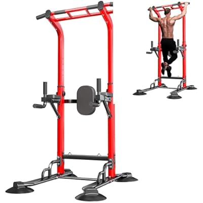 SogesPower Pull Up Bar Station Power Tower,12-Level Adjustable Multi-Function Pull Up Dip Station for Home Gym, Pull Up Bar Stand Dip Bar Strength Training Fitness Equipment