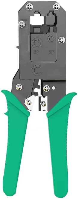 RJ45 RJ12 RJ11 Modular Crimper for Cat5 Cat5E Cat6 Cat6A 8P/6P Ethernet Cable Plugs Network Connectors Strip Cut and Crimp Tool