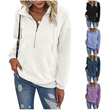 ZWRXW Womens Sweatshirt Casual Half Zip Pullover Sweatshirt Long Sleeve Lightweight Sweatshirts Loose Pullover Tops Tshirts