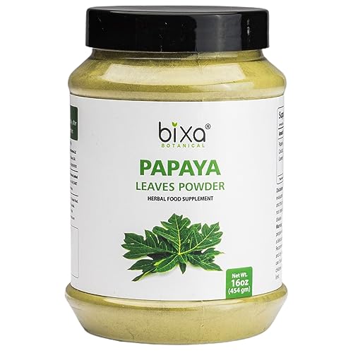 bixa BOTANICAL Papaya Leaf Powder | Carica Papaya | 1 Pound  16 OZ | Ayurvedic Herbal Supplement | Gluten Free, Non-GMO, Steam Treated, Vegan, 100% Pure.