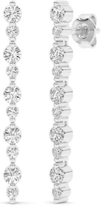 Dangling Diamond Earrings for Women | 10K Solid Gold Lab Grown Diamond Earrings | Ideal Gift for Her