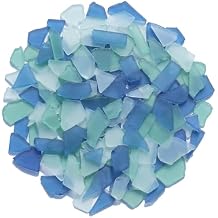 Sea Glass for Crafts - 34oz Frosted Seaglass Pieces - Vase Filler and Aquarium Ornament, DIY Craft Supplies for Art, Beach Weddings, and Home Decor (Blue, Aqua Green, White)