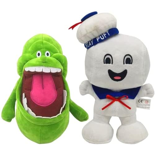 2pcs Stay Puft Marshmallow Man Plush Toys, Ghostbusters Slimer Ghost Stuffed Doll Gift Toys for Boy Girl 2pcs