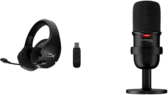 HyperX Cloud Stinger Core - Wireless Gaming Headset & SoloCast USB Condenser Gaming Microphone, for PC, PS4, PS5 and Mac, Tap-to-Mute Sensor, Cardioid Polar Pattern