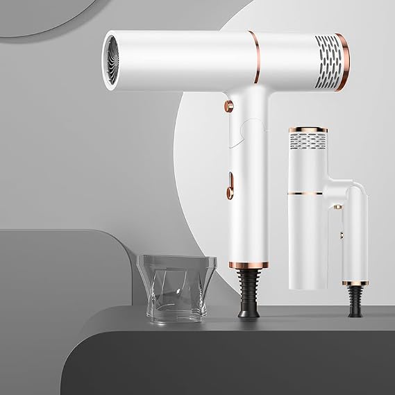 Plasma Ion Hair Dryer with Diffuser for Curly and Straight Hair,UL Listed Certified Fast Drying Blow Dryer with Comb, Lightweight Low Noise for All Hair Types, Foldable Travel Design