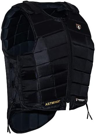 Tipperary Contender Adult Equestrian Body Protector Vest, Black | Dual-Density Padding, Adjustable Shoulder and Side Laces, Anatomical Fit, Higher-Cut Torso, Flip-Up Back Panel, ASTM F1937-04