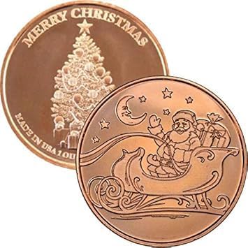Santa Sleigh One Ounce Copper Rounds 3 Pack