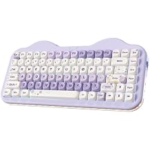 YUNZII C75 Wireless Mechanical Keyboard,75% Layout, Hot-Swappable NKRO,BT5.0/2.4G/USB-C Mode,Dye-Sub PBT MOA Keycaps,RGB Gasket Mount,Cute Cake Design for Mac/Win/Gaming (Purple, Milk V2 Switch)