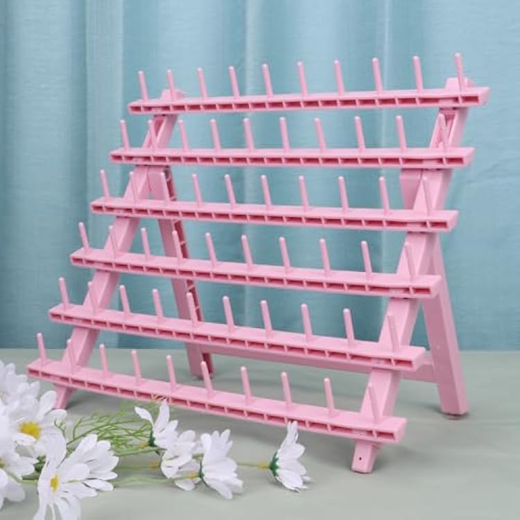 Braid Rack 60 Spools for Hair Standing Braid Hair Extension Rack Stand, Hair Separator Stand Hair Extension Holder for Stylists Light pink