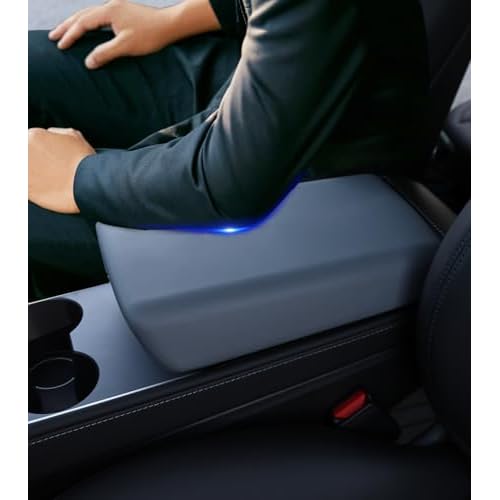PM Auto Center Console Cover for Car Tesla Model 3 2017-2023,TPE Armrest Cover Model Y 2020-2024 Accessories Gray Except Highland