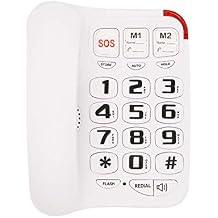 Big Button Phone for Elderly Home Corded Landline with Picture Care Assist for Seniors Amplified for Hearing Impaired Aid Wall Mountable