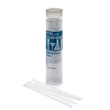 Corning 9530-3 Pyrex Capillary Melting Point Tube, One End Open, 0.2 mm Wall Thickness (Pack of 100)
