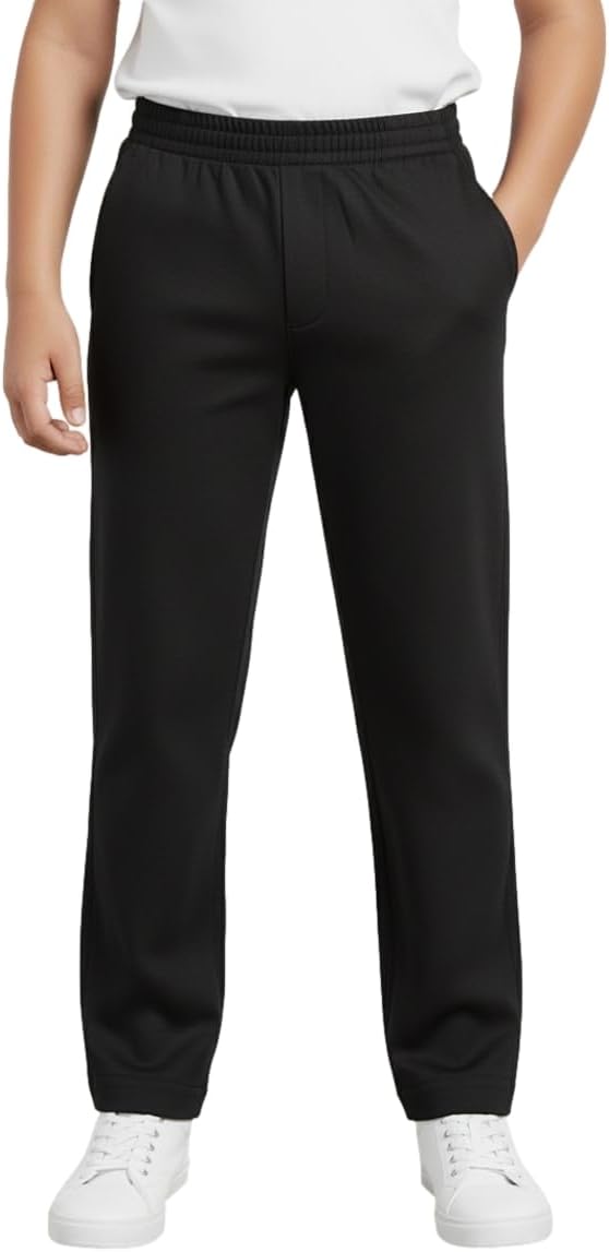 unik Boys Uniform Pants, Pull-On Elastic Waist School Trousers for Kids, Comfort Twill Pants with Pockets, Size 4-16