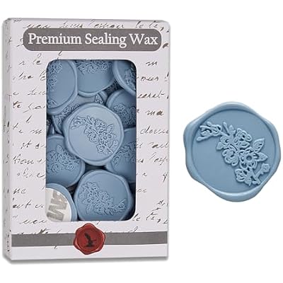 Magnolia Adhesive Wax Seal Stickers 25Pk - Pre-Made from Real Sealing Wax Slate Blue