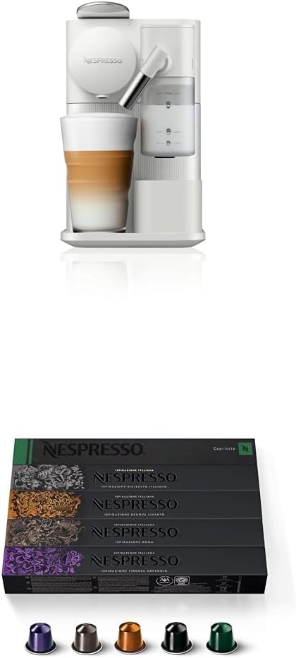 Nespresso Lattissima One Original Espresso Machine with Milk Frother by De'Longhi, Capsules OriginalLine, Ispirazione Variety Pack, Medium & Dark Roast Espresso Coffee, 10 Count (Pack of 5)